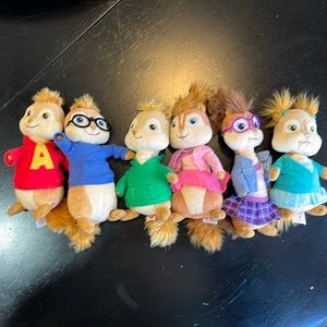 Full Set of 6 Chipmunk Beanie Babies.